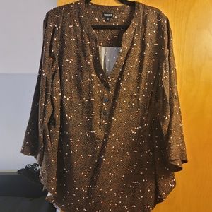 Torrid Harper Rayon Twill Pullover 3/4 Sleeve Blouse